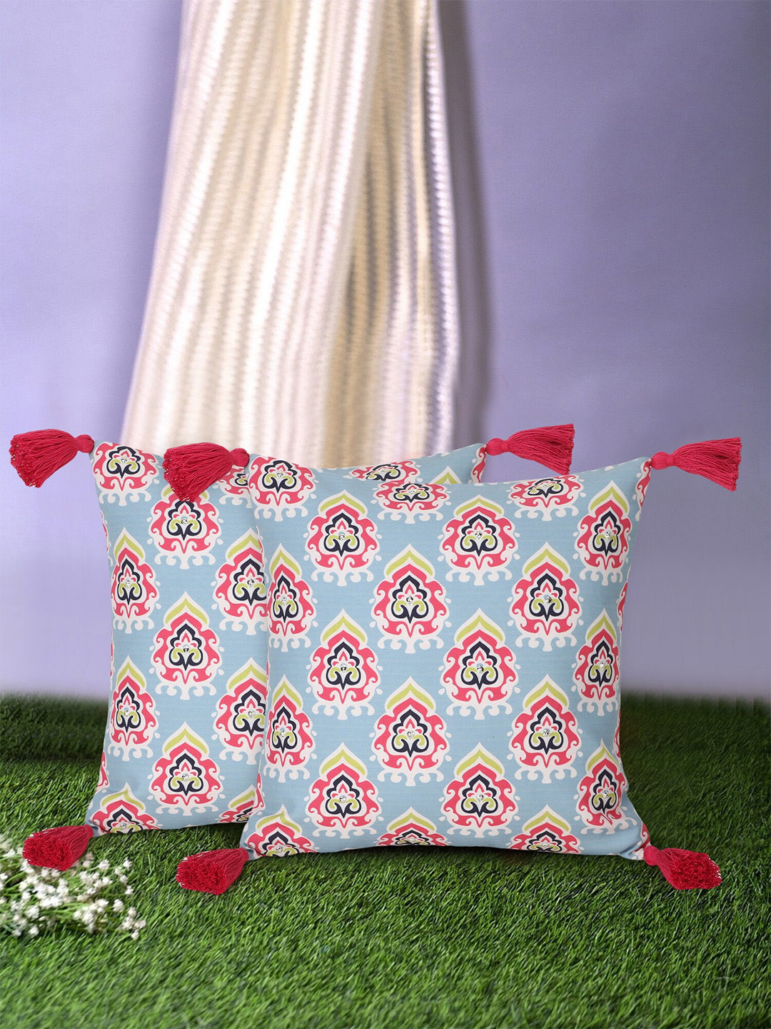 Mezposh Digital Ethnic Motifs Polyester Durable 2 Pcs Cushion Covers - 15.7 x 15.7 In