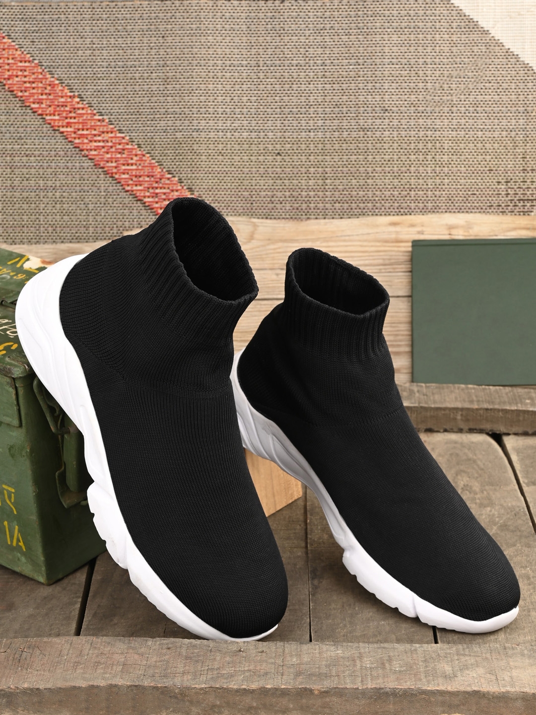 Buy AfroJack Men Black High Top Slip On Sneakers Casual Shoes for Men 16468674 Myntra