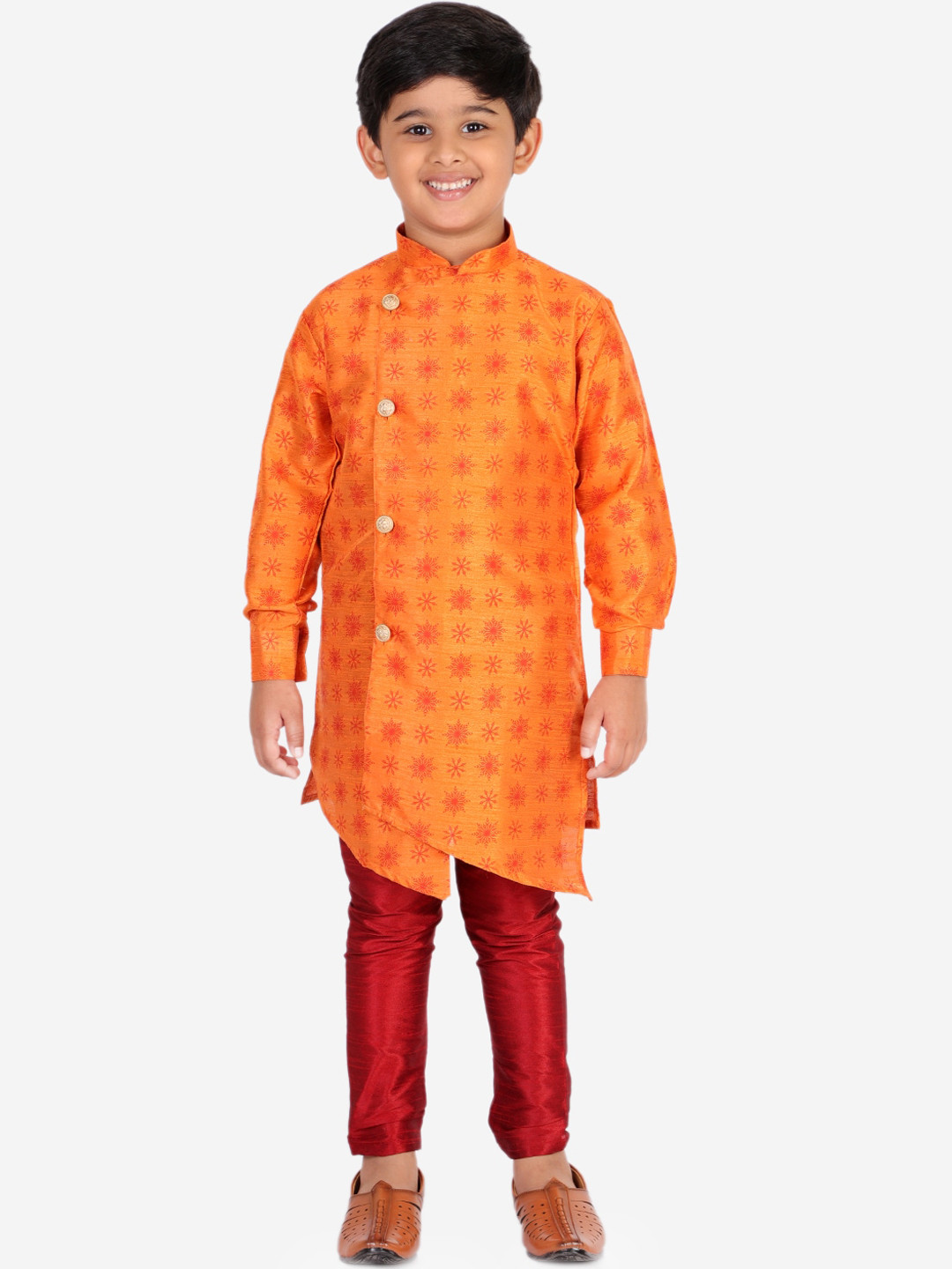 Pro-Ethic STYLE DEVELOPER Boys Orange Embroidered Kurta with Pyjamas