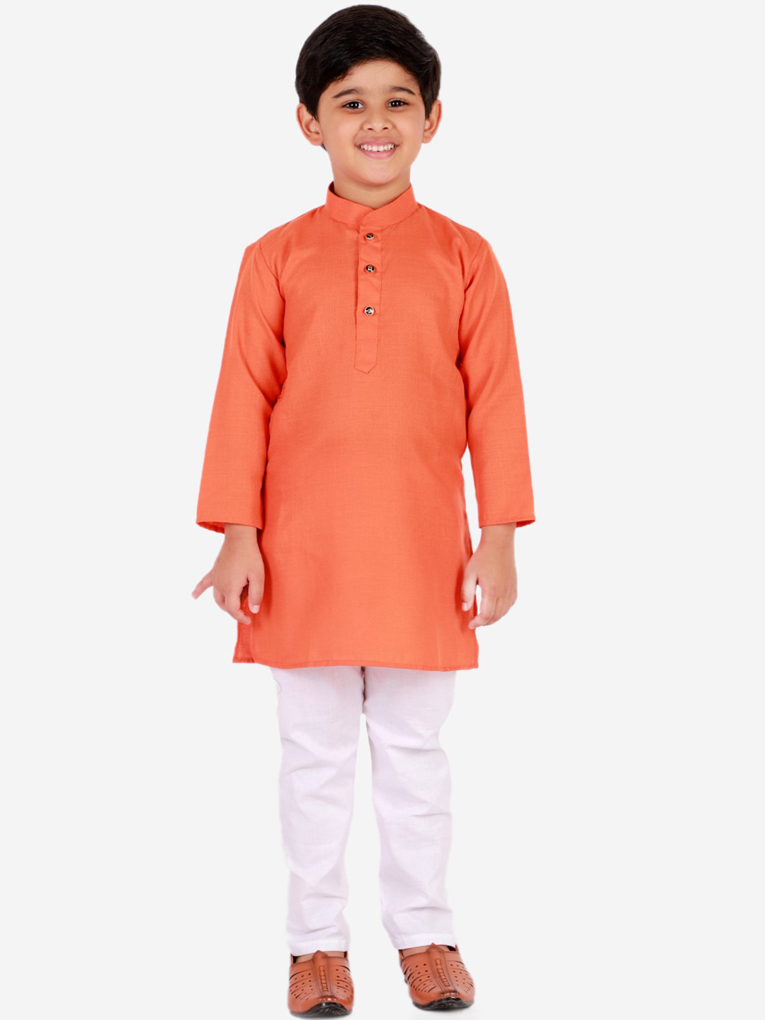 Pro-Ethic STYLE DEVELOPER Boys Orange & White Kurta With Pyjamas