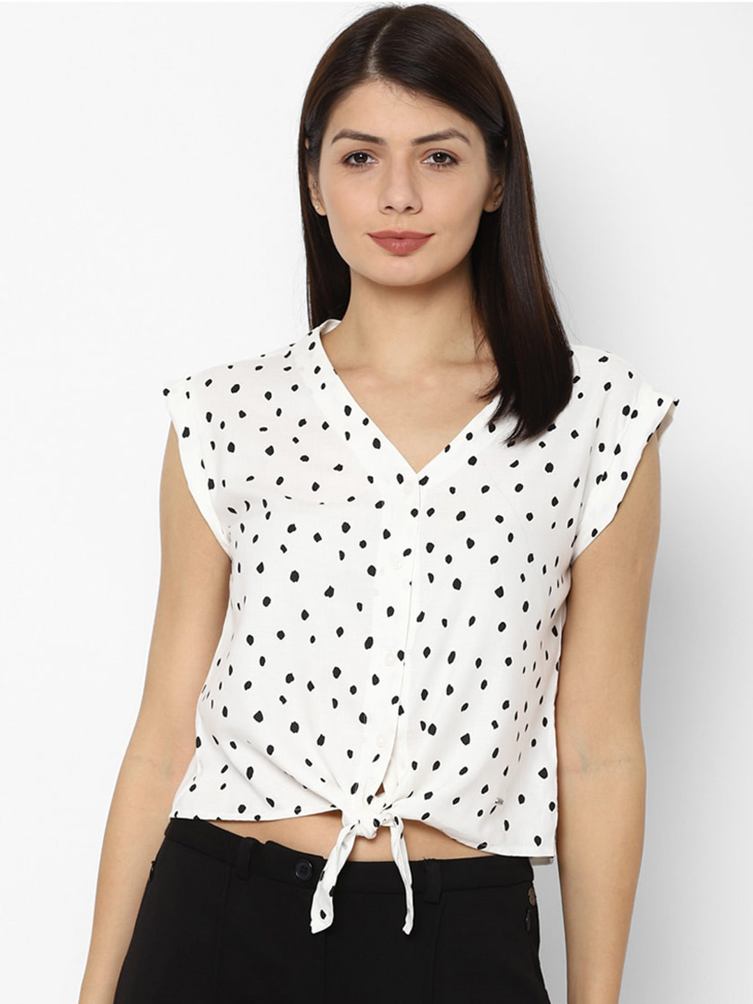 Allen Solly Woman White Print Crop Top