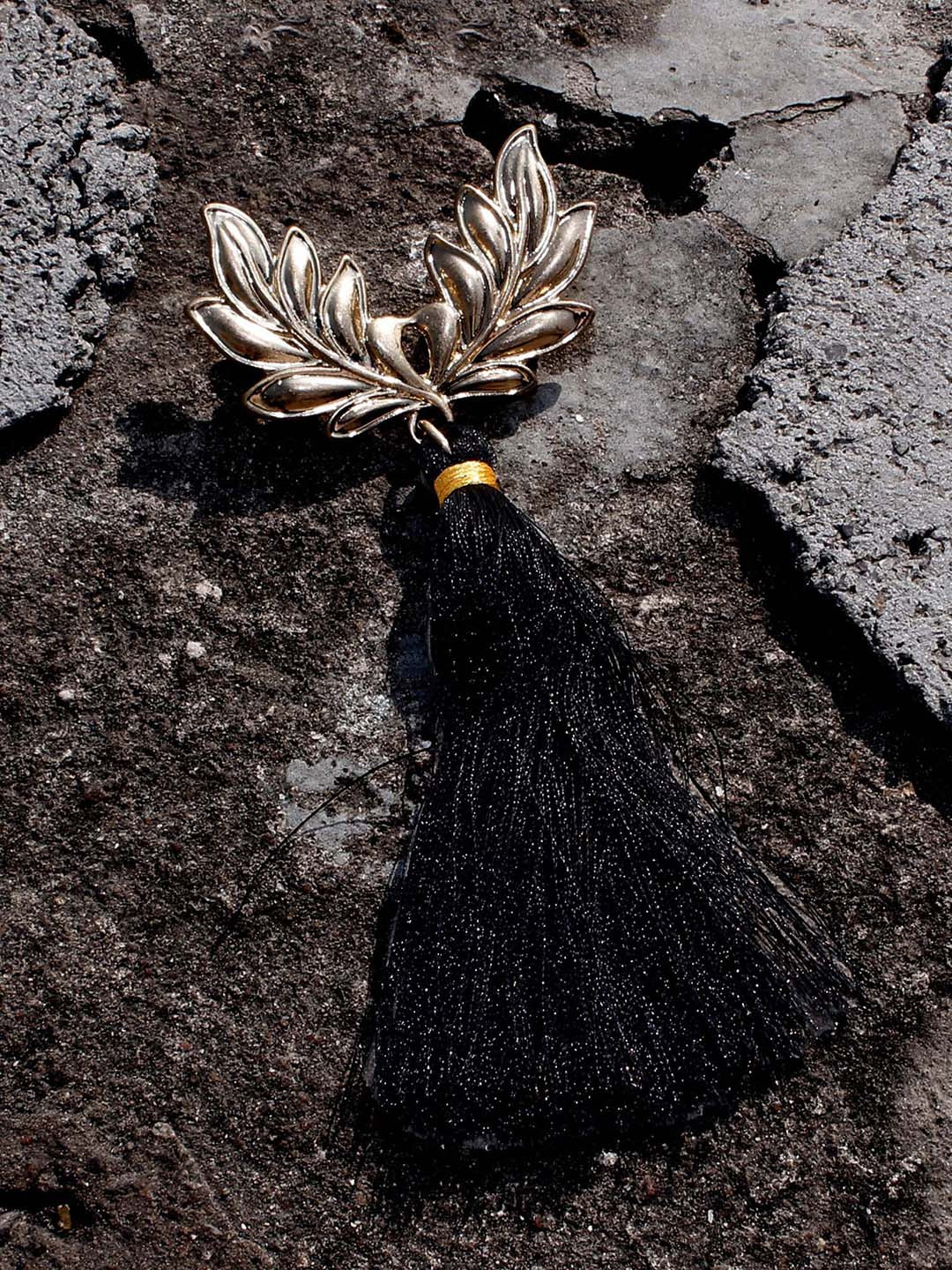 Bellofox Unisex Black & Gold-Toned Wingston Brooch