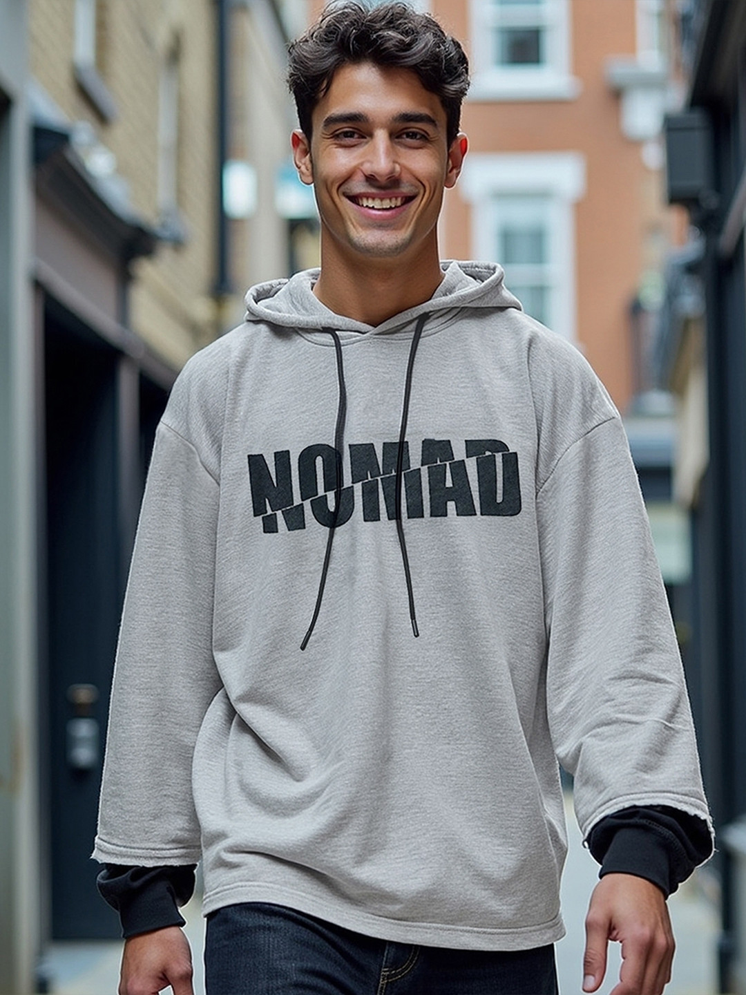 Bewakoof No Mad Printed Hooded Super Loose Fit Sweatshirt