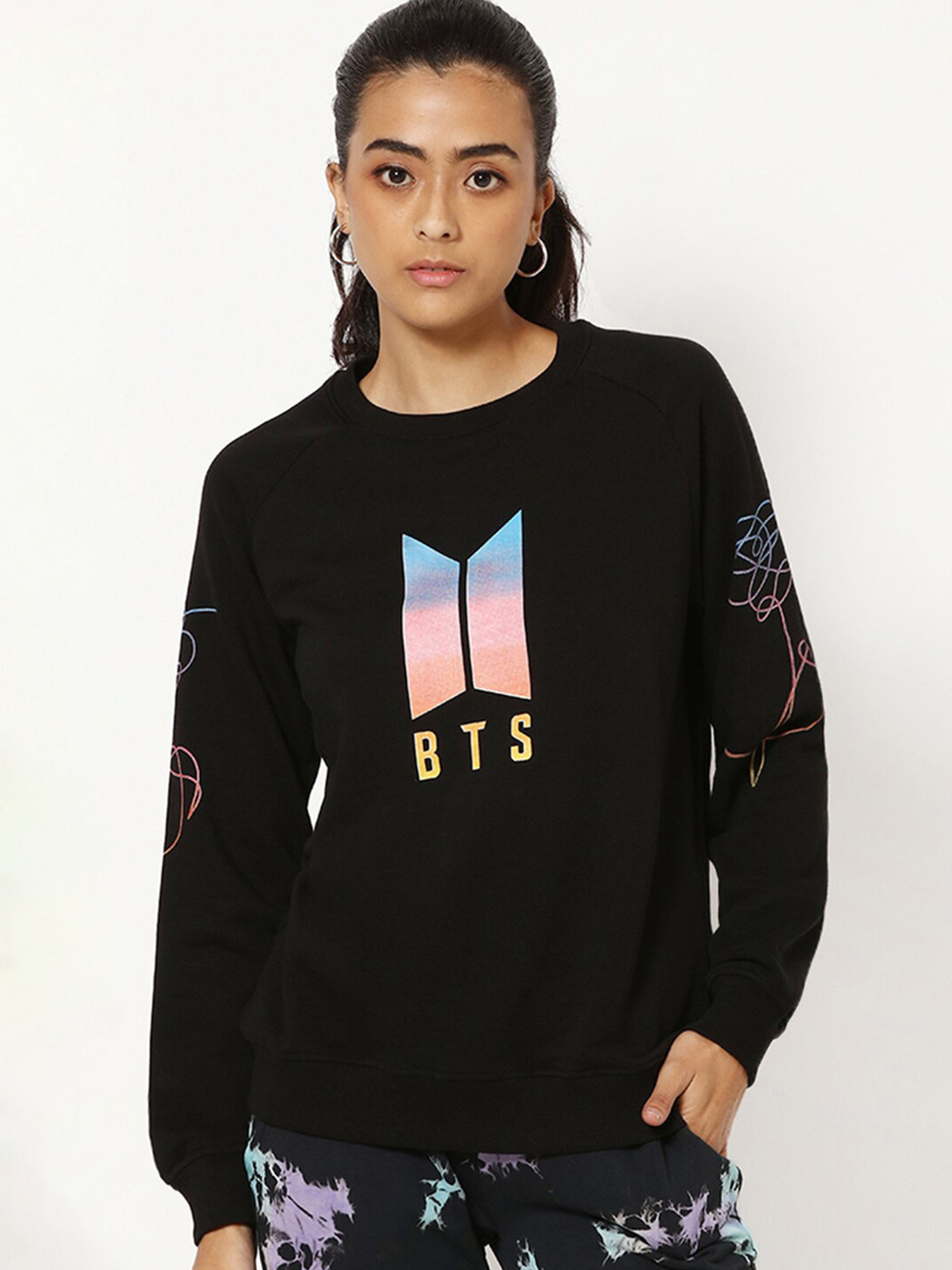 Bewakoof Women Black BTS Printed Sweatshirt