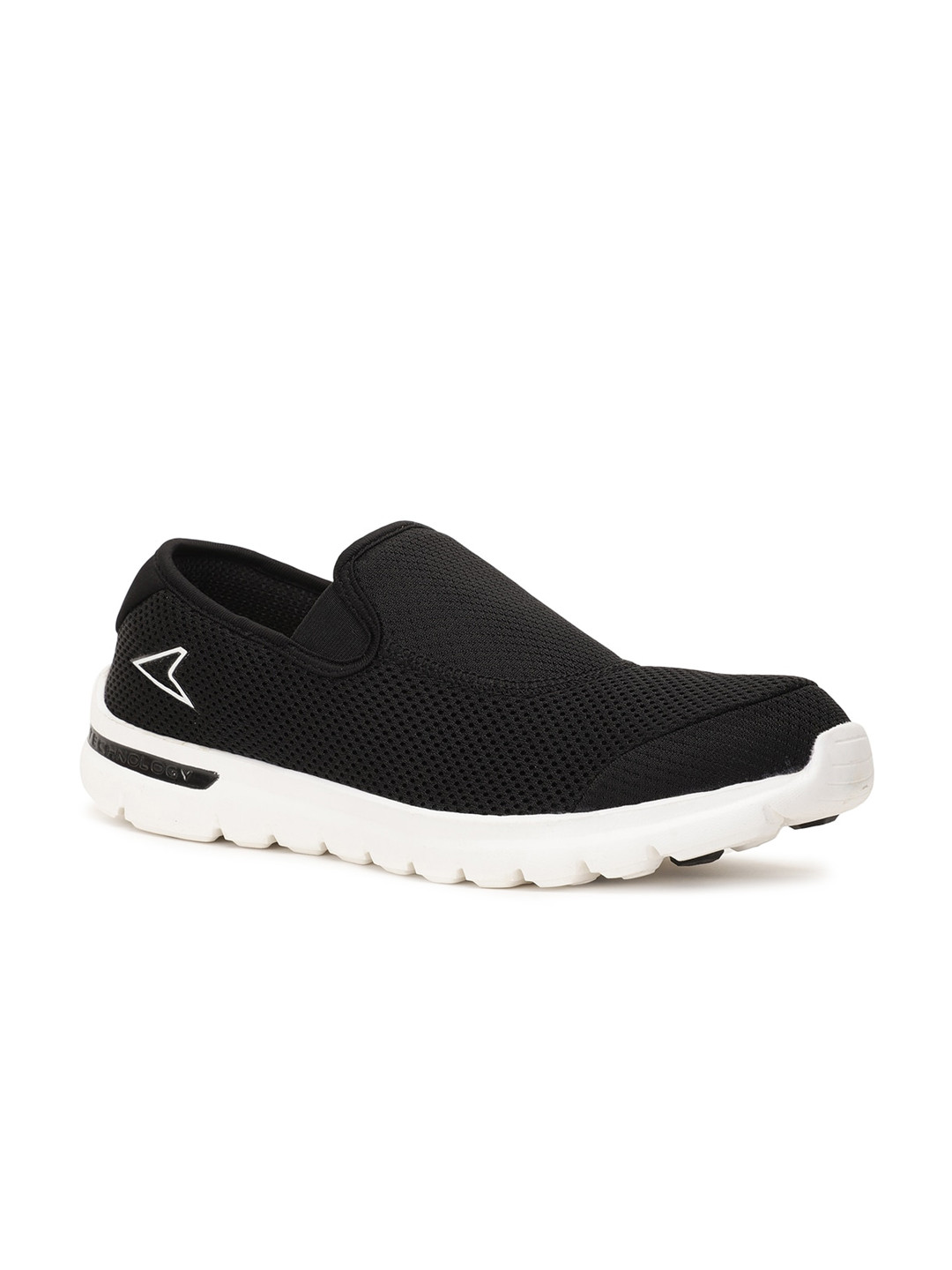Power Men Black Woven Design Slip-On Sneakers