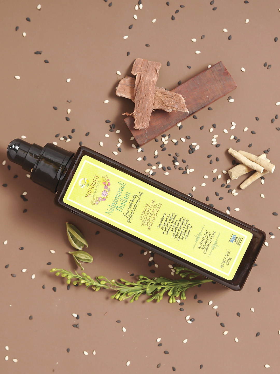 vanaura organics Nalpamaradi Thailam Face & Body Golden Radiance Oil 200 ml