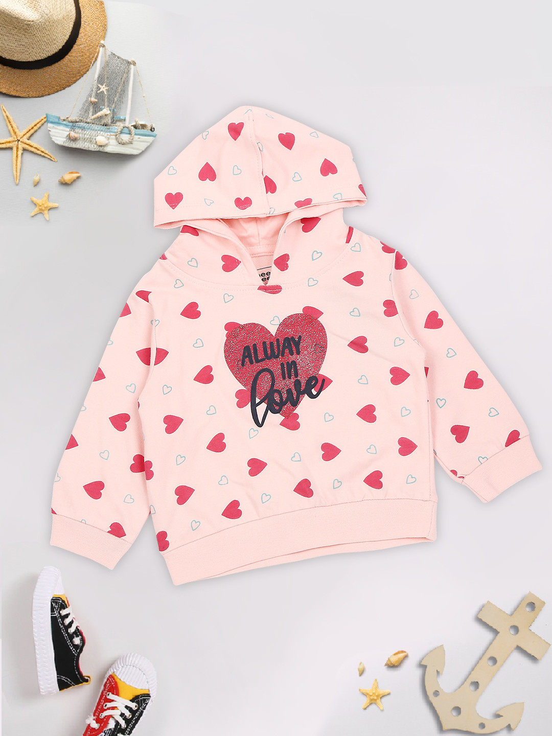 MeeMee Girls Pink Printed Sweatshirt