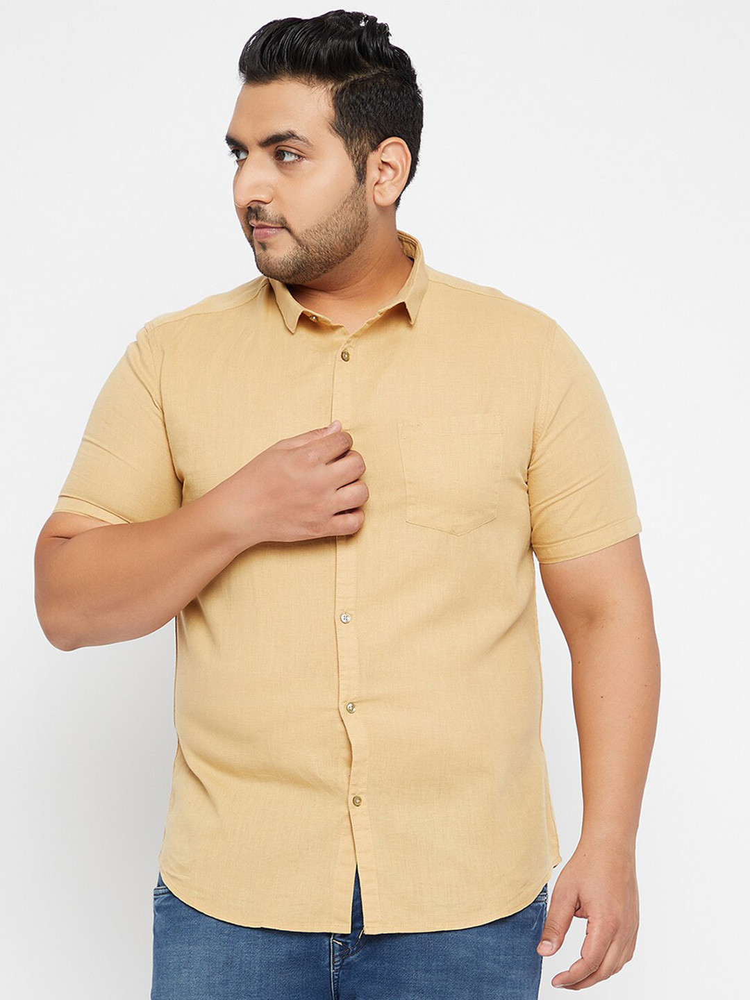 SHOWOFF Plus Men Khaki  Casual Shirt