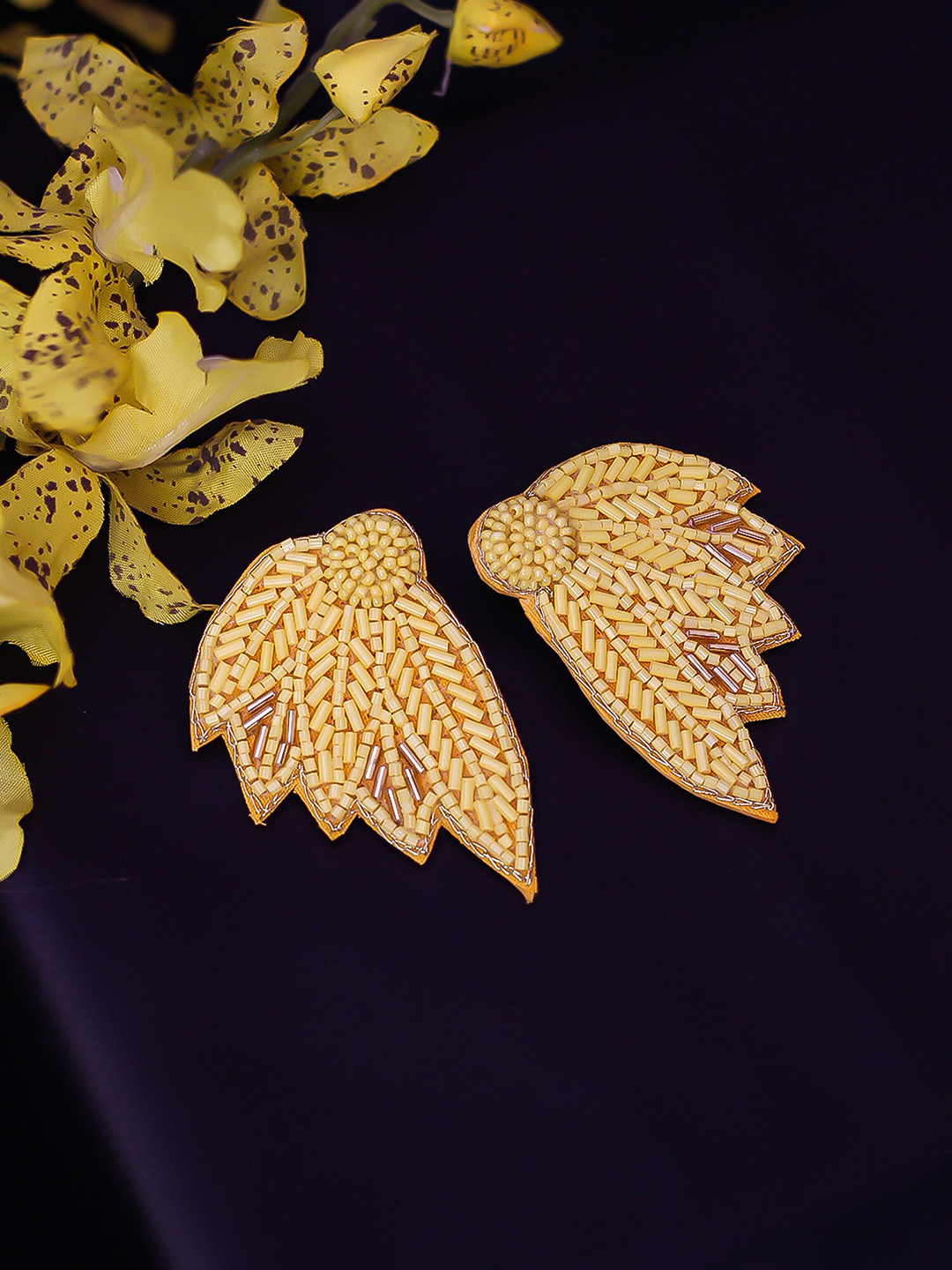 Bellofox Yellow Contemporary Studs Earrings