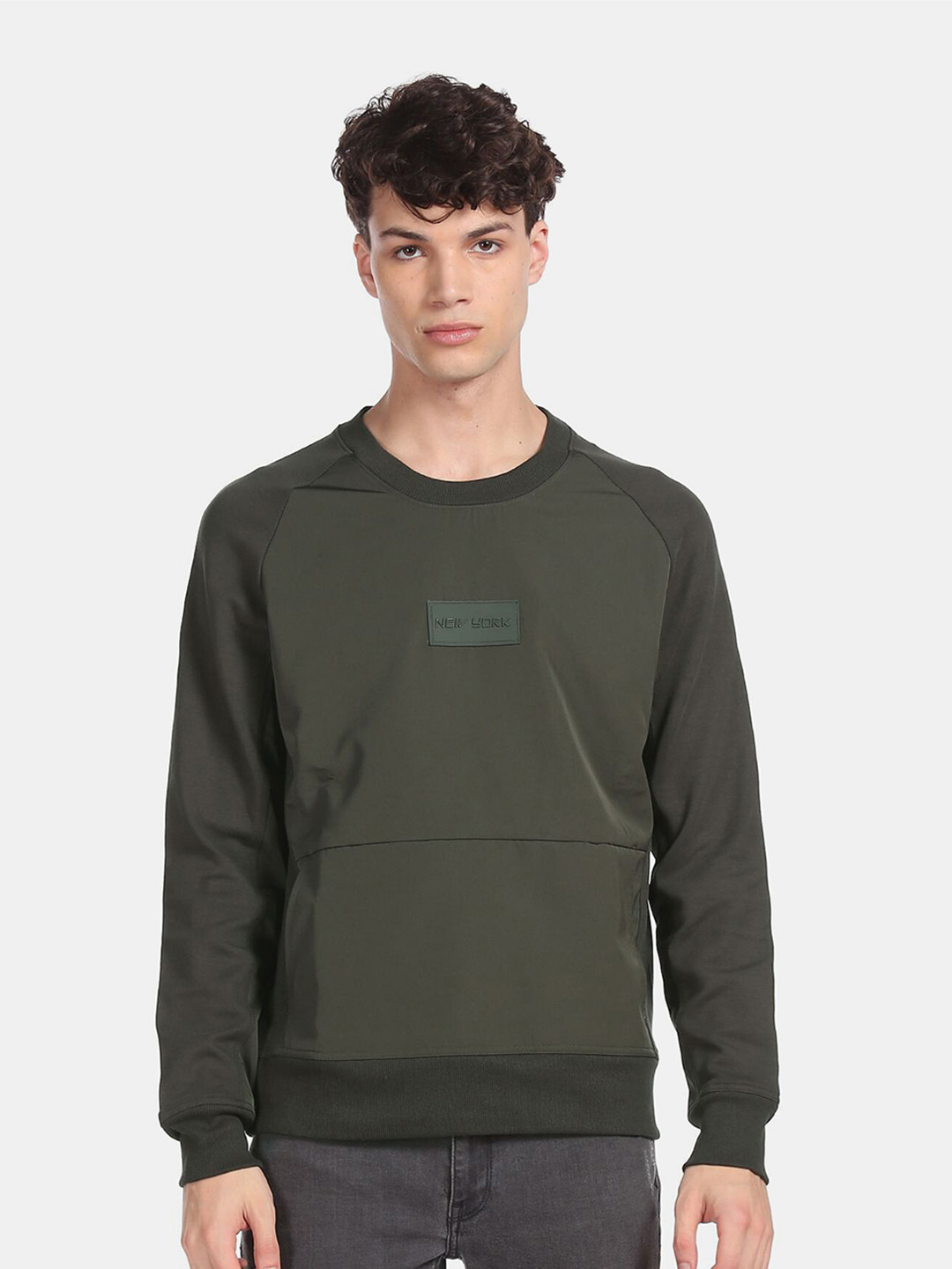 Arrow New York Men Green Sweatshirt
