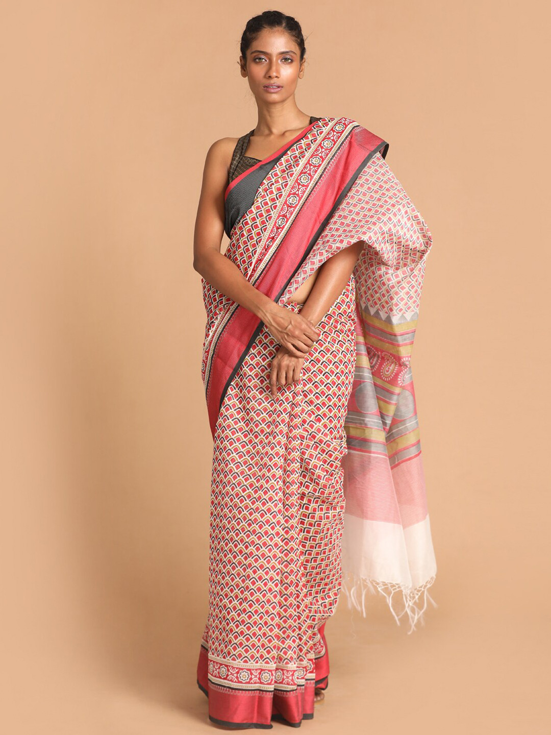 Indethnic Red & Black Patola Saree