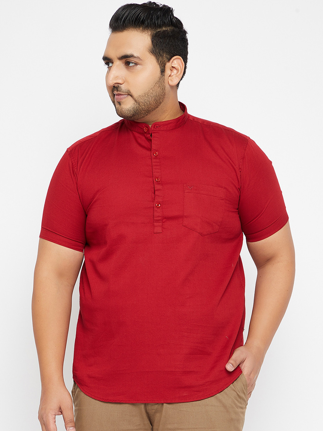 SHOWOFF Men Plus Size Red Solid Shirt