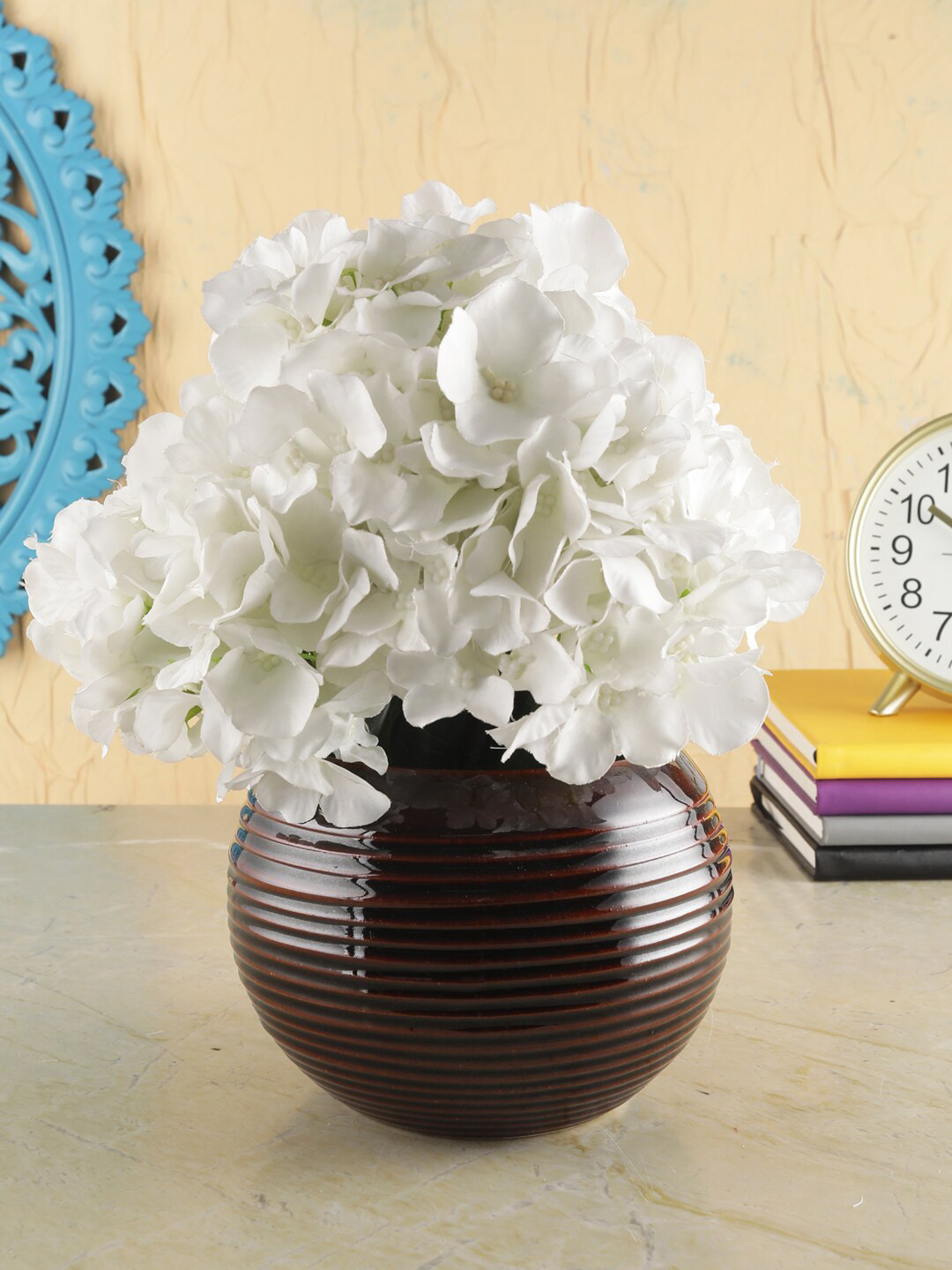 VarEesha Brown Round Spiral Ceramic Planter