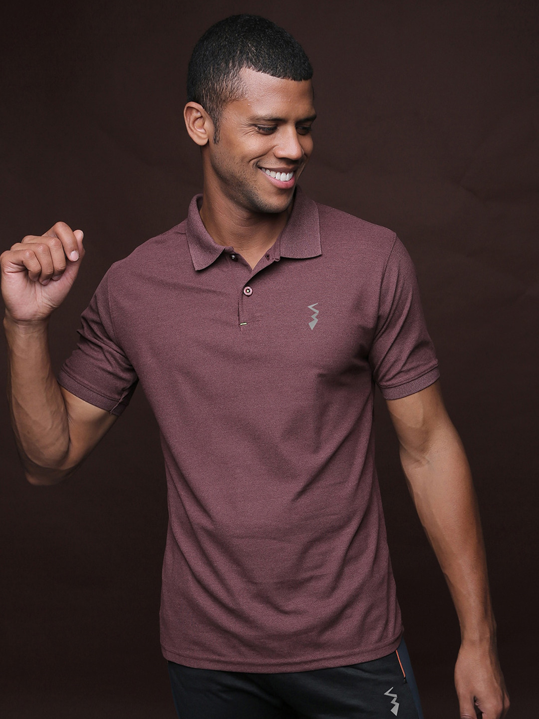 Campus Sutra Men Pink Solid Polo Collar Dri-FIT Running T-shirt