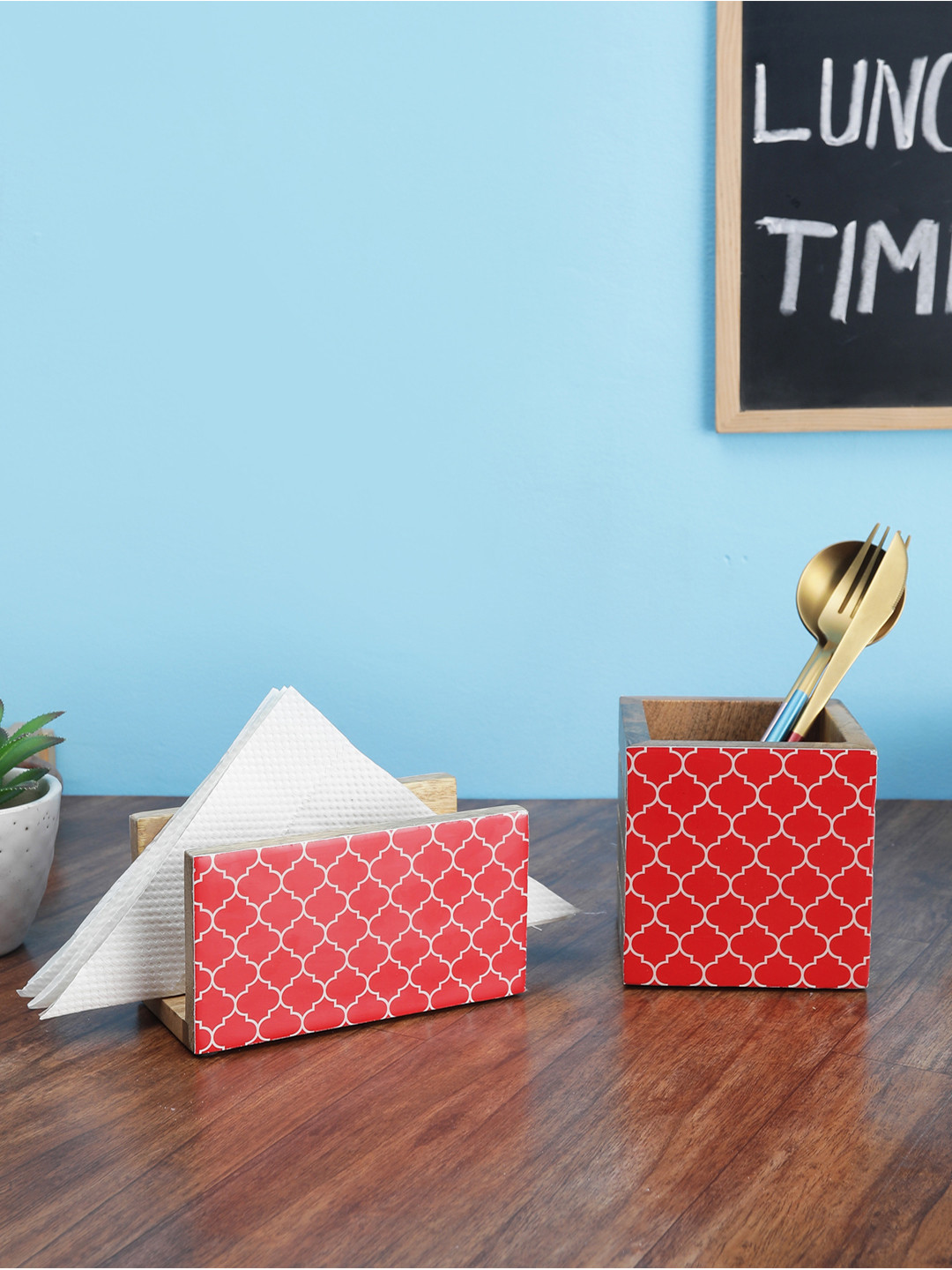 VarEesha Set Of 2 Wood Napkin and Spoon Holder