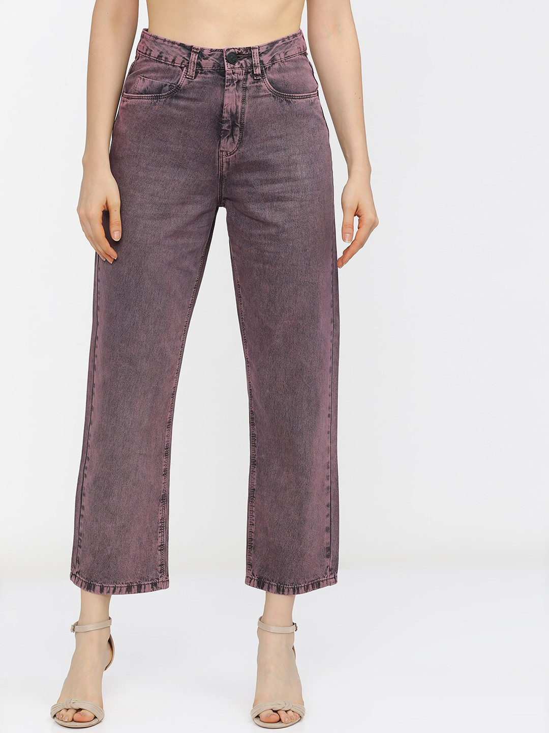 Tokyo Talkies Women Brown Wide Leg Heavy Fade Stretchable Jeans