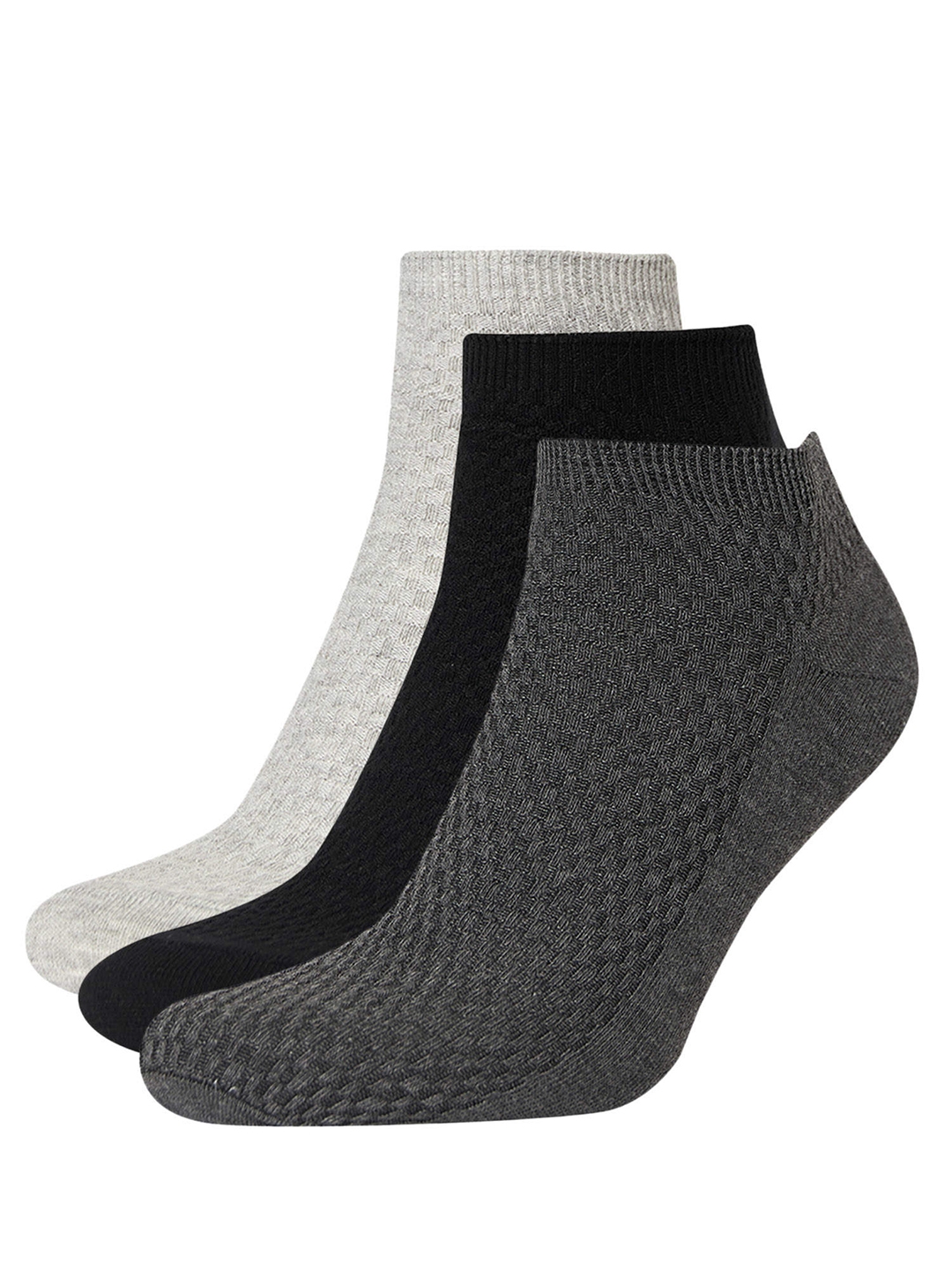 DeFacto Men Pack of 3 Self Design Ankle Length Socks