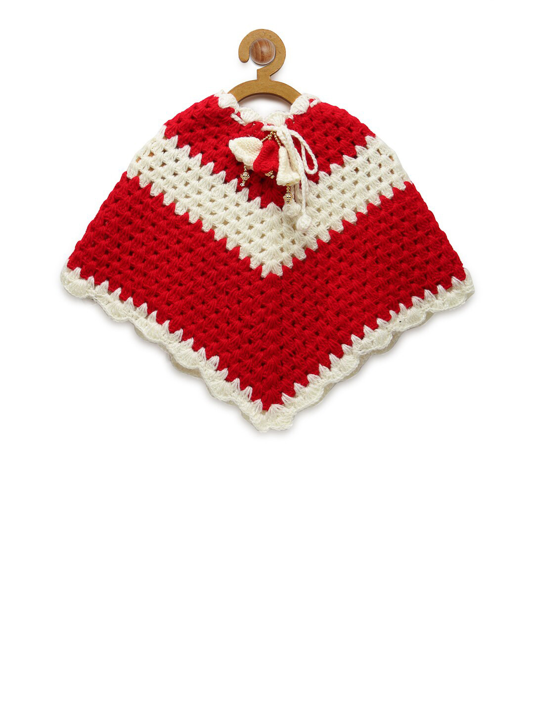 CHUTPUT Infant Girls Red Pure Wool Crochet Poncho Sweater Dress