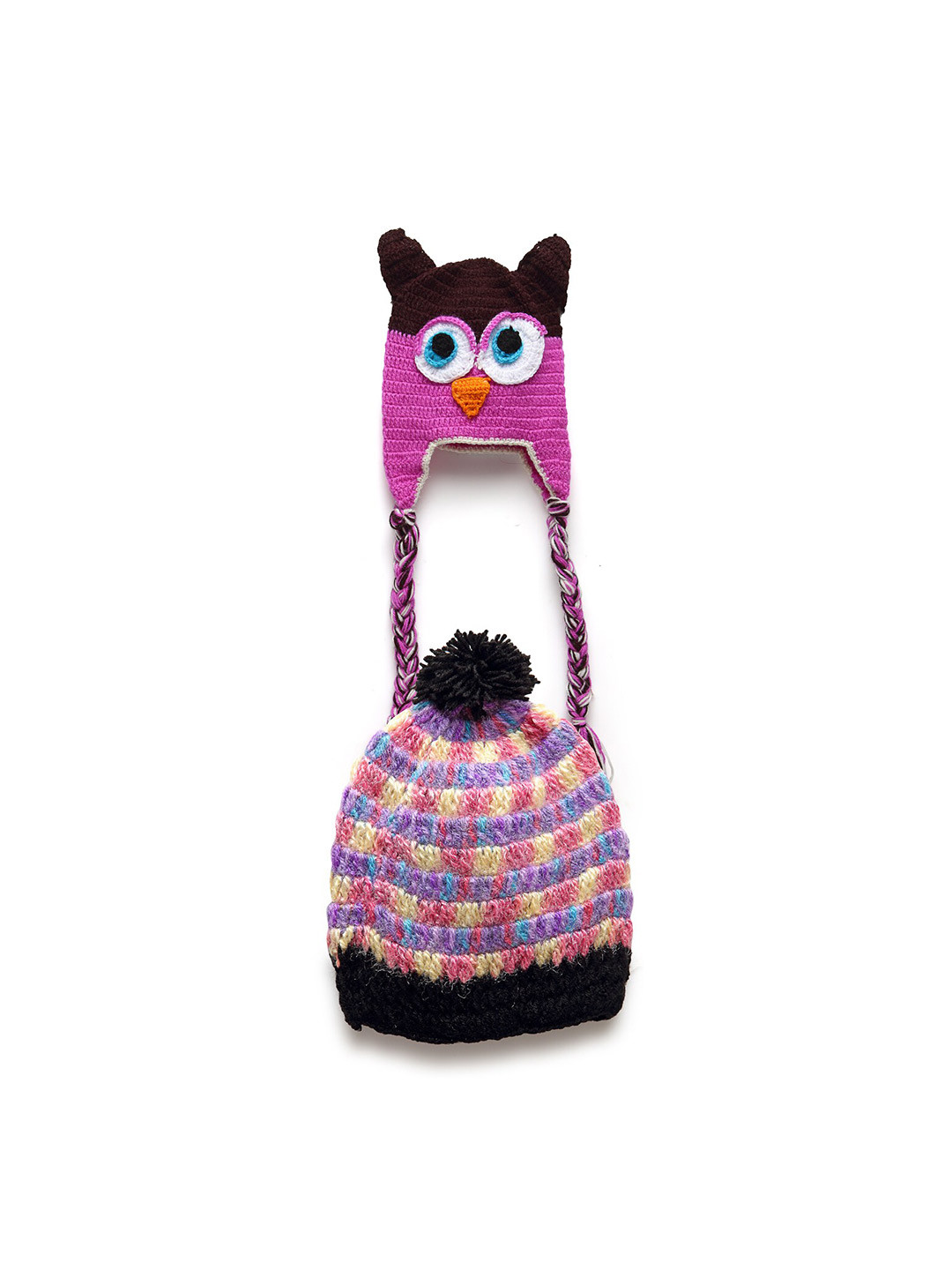 CHUTPUT Unisex Kids Multicolour Hand knitted Crochet Cap