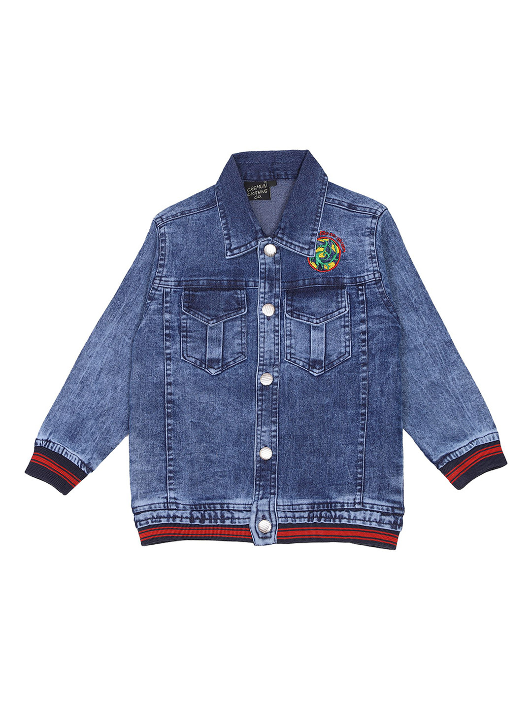 CREMLIN CLOTHING Boys Blue Washed Denim Jacket