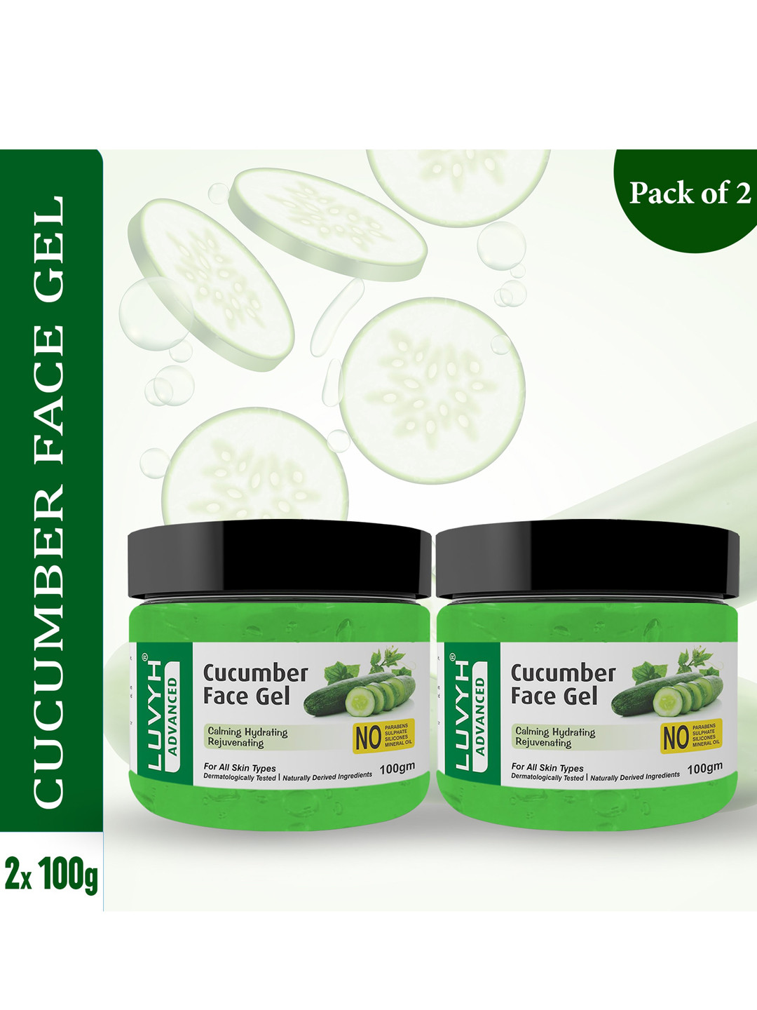 LUVYH Set Of 2 Cucumber Face Gel 200g