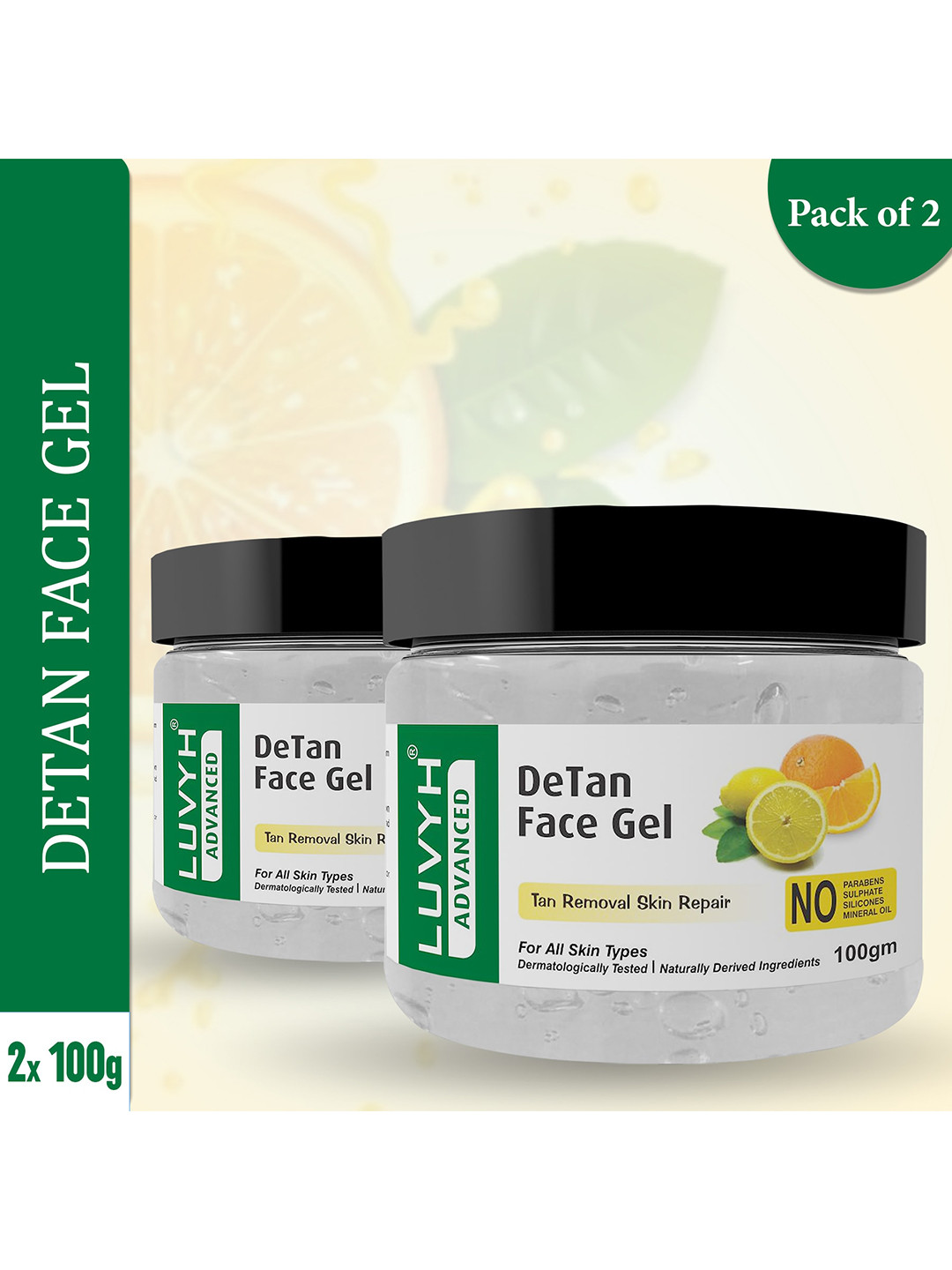 LUVYH Set Of 2 DeTan Face Gel For All Skin Types