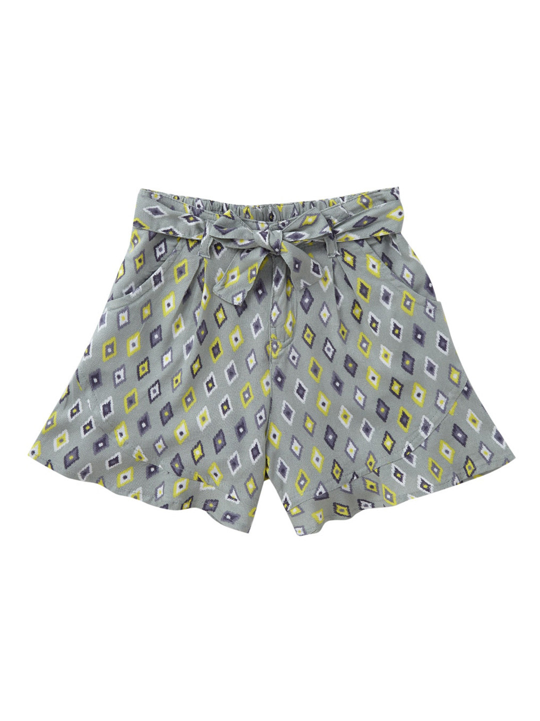 Cub McPaws Girls Grey & Blue Floral Printed Shorts