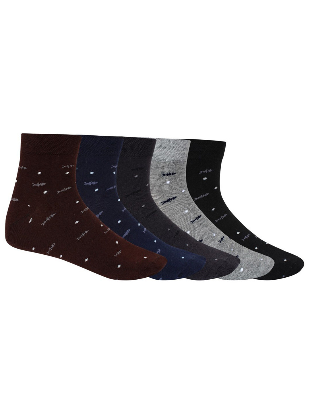 SIDEWOK Men Pack of 5 Self Design Pure Combed Cotton Ankle Length Socks