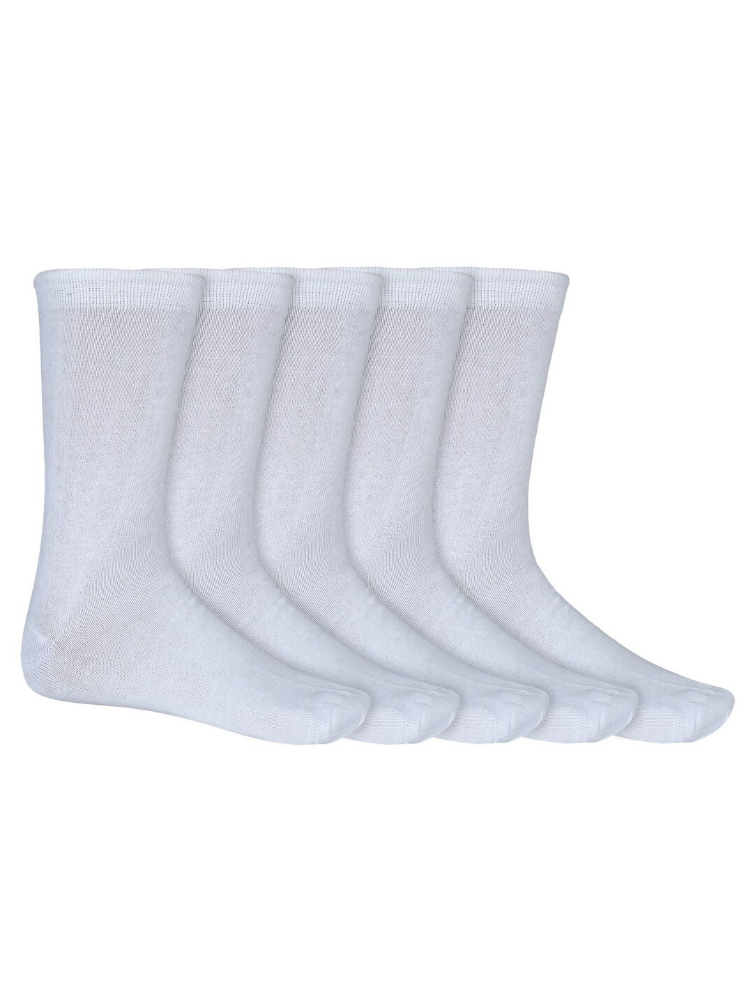 SIDEWOK Men Pack Of 5 White Solid Pure Combed Cotton Ankle-Length Socks