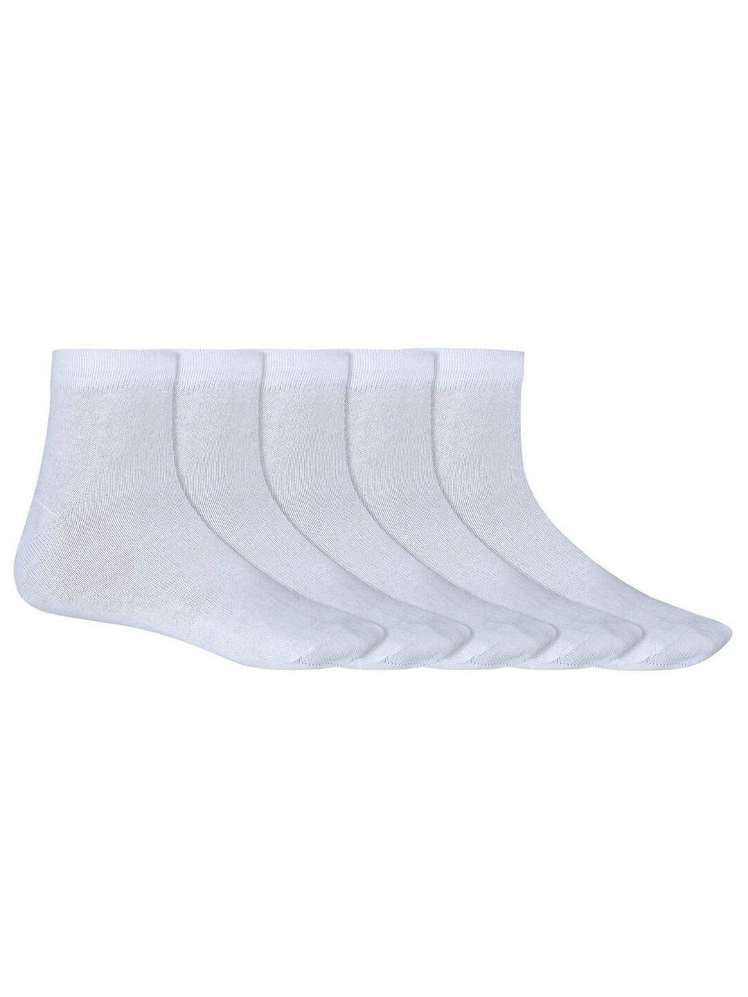 SIDEWOK Men Pack Of 5 White Solid Pure Combed Cotton Ankle-Length Socks