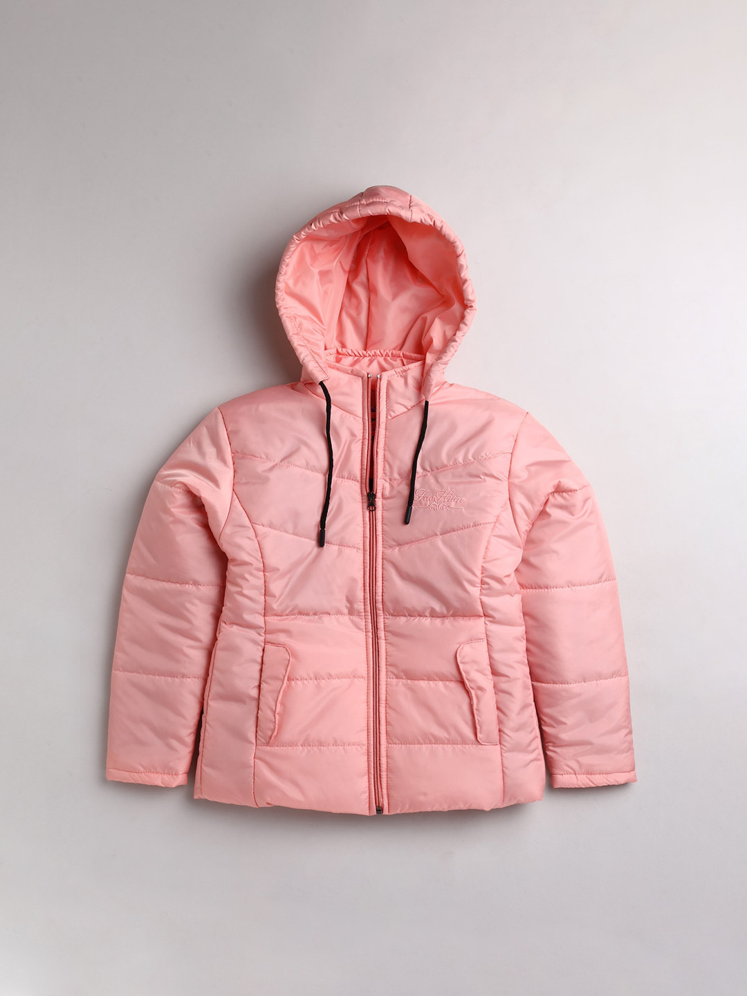 Toonyport Girls Peach-Coloured Lightweight Puffer Jacket
