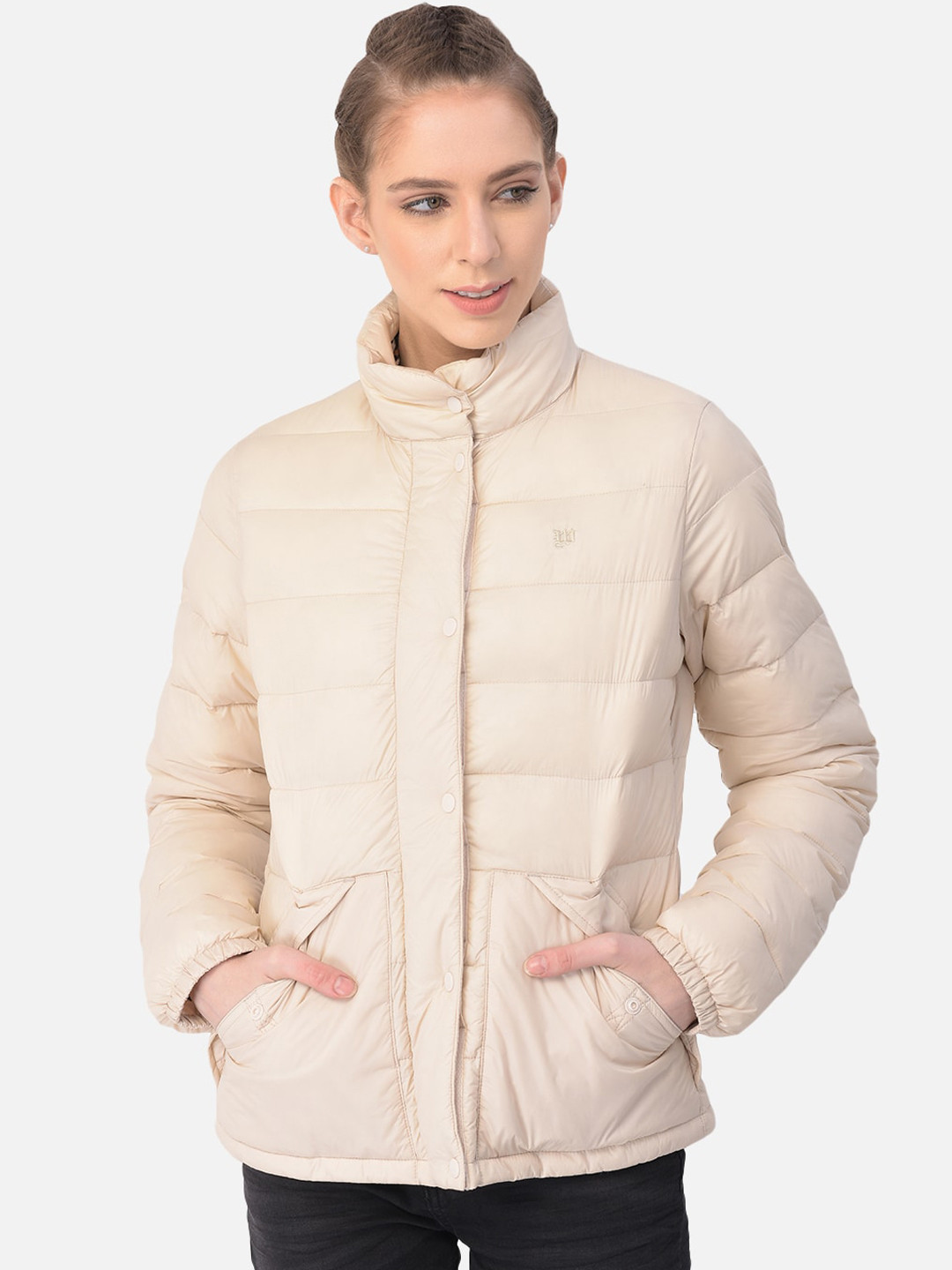 Woods Women Off White Water Resistant Longline Puffer Jacket