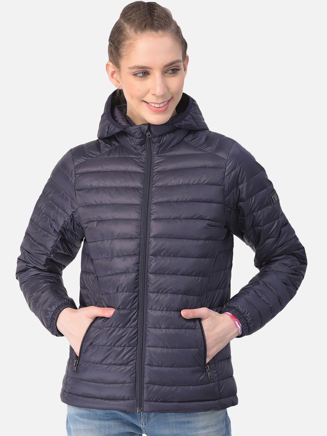 Woods Women Navy Blue Water Resistant Puffer Jacket