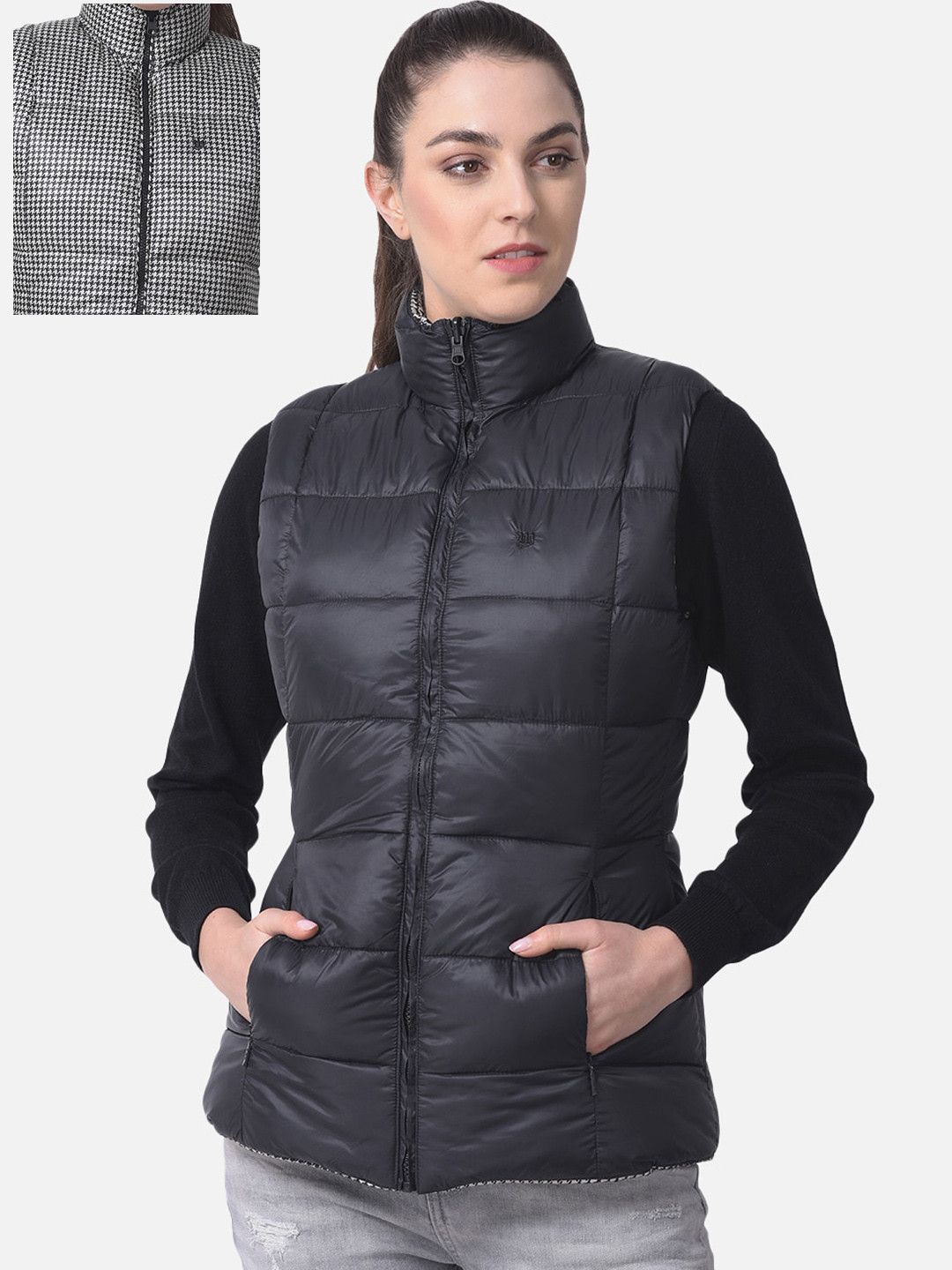 Woods Women Navy-blue Reversible Bomber Jacket