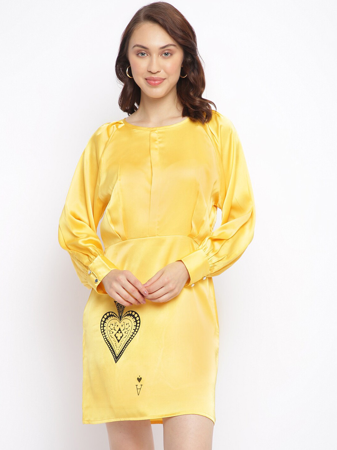 am ma Yellow Fit & Flare Dress