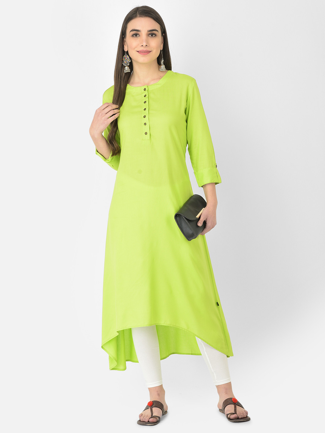 Pistaa Women Lime Green Kurta