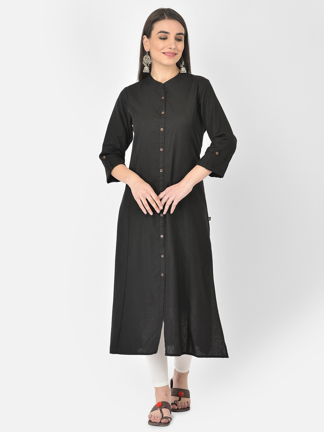 Pistaa Women Black Cotton Kurta