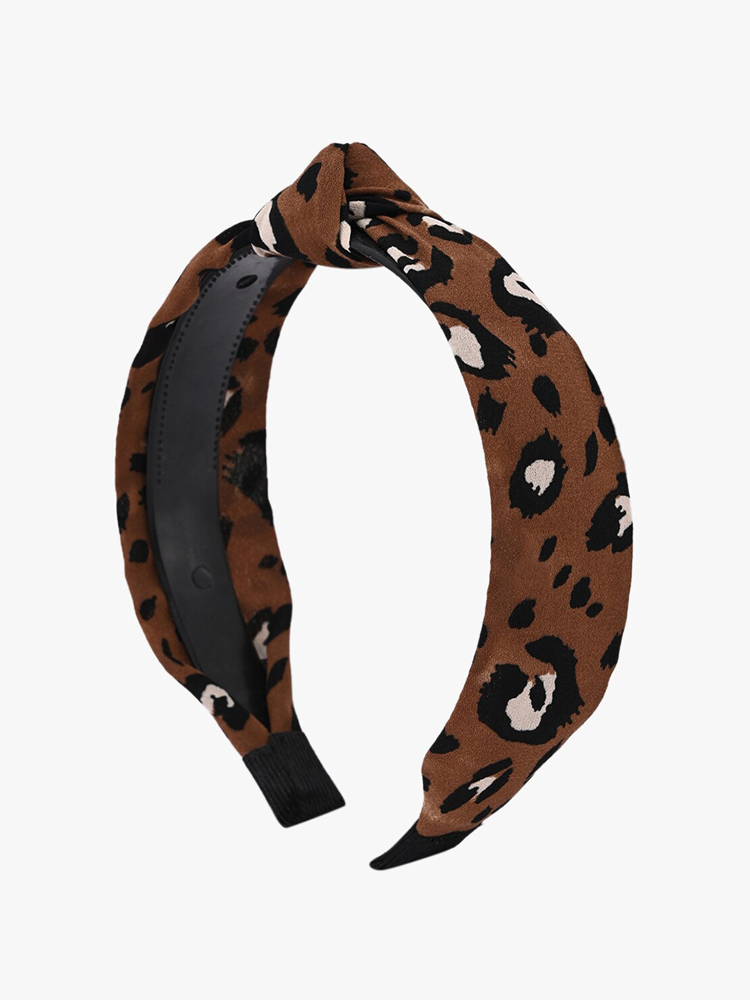 BuckleUp Women Brown Leopard Printed Fabric Hairband