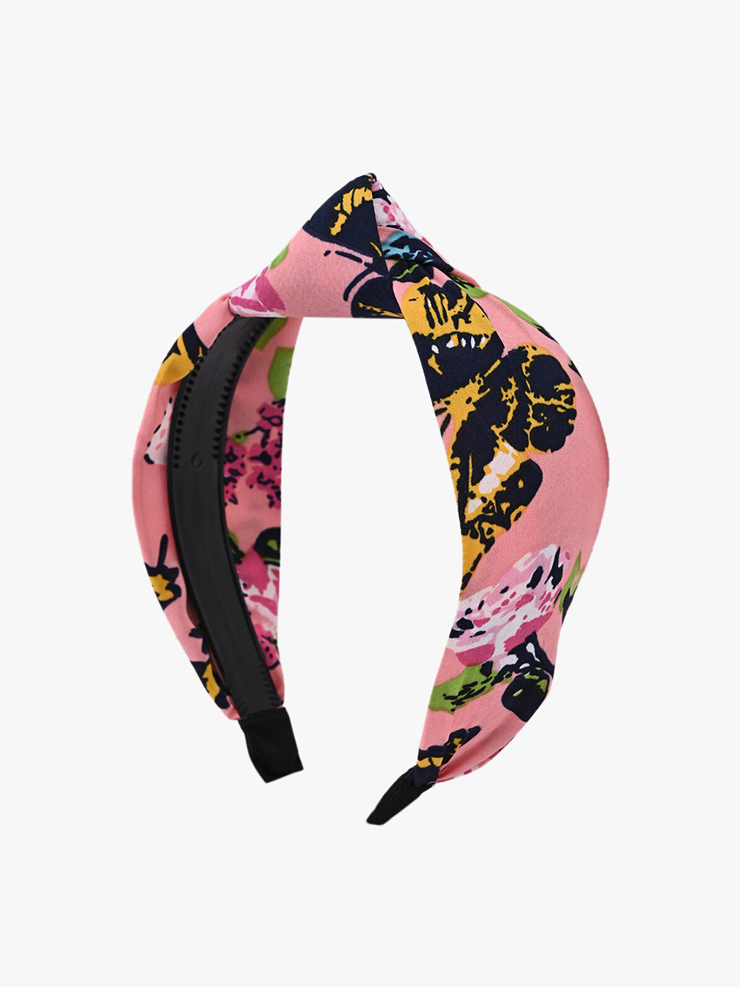 BuckleUp Women Pink & Yellow Abstract Printed Fabric Hairband