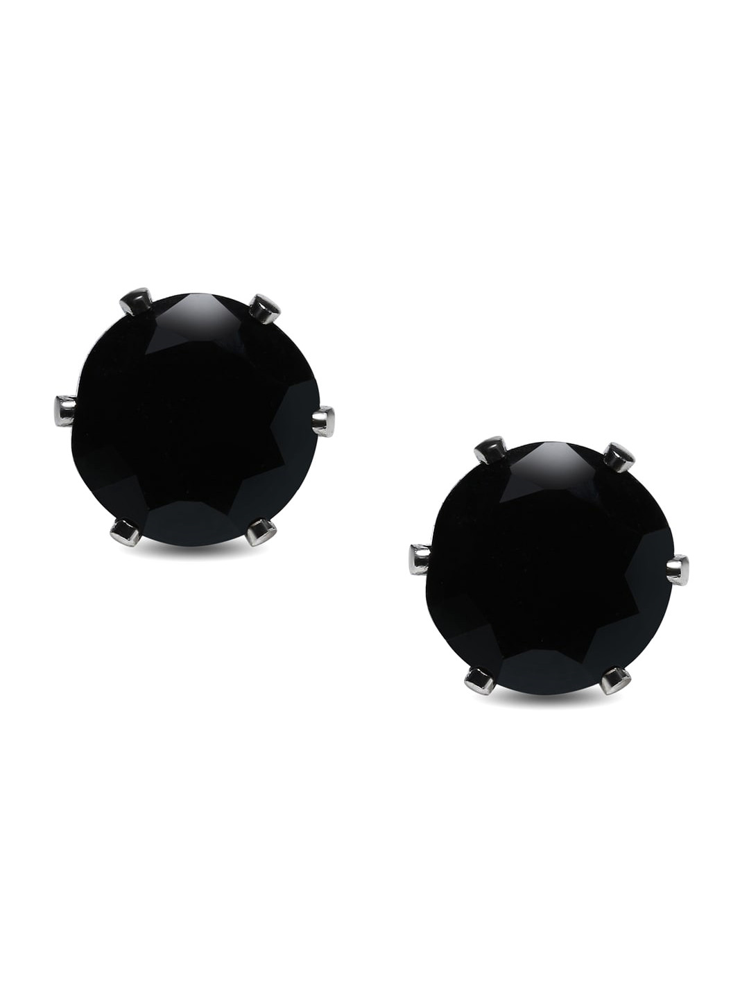 OOMPH Black Circular Studs Earrings