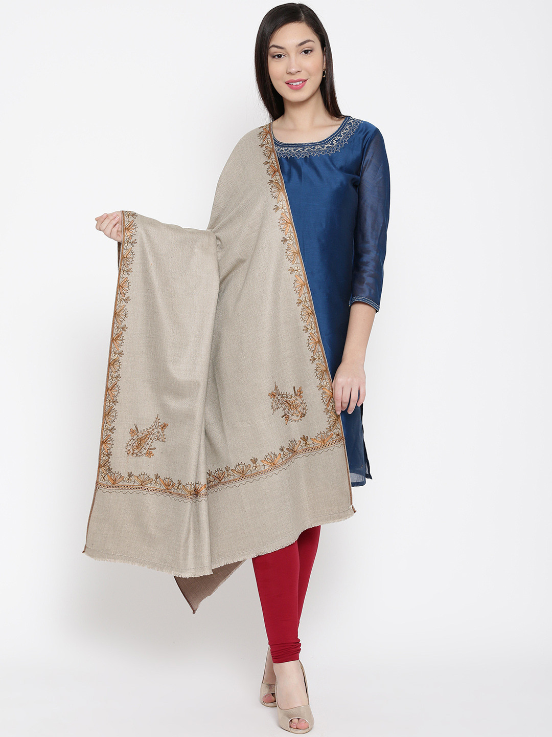 WEAVERS VILLA Women Embroidered Winter Shawl