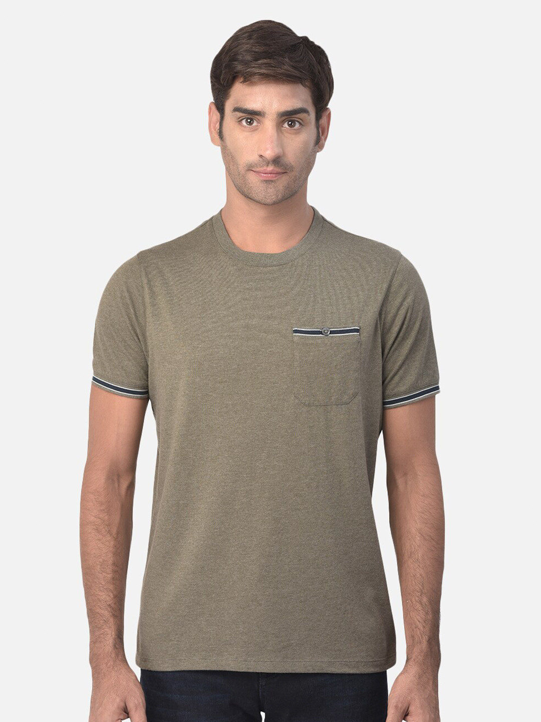 Woods Men Olive Green Pockets T-shirt