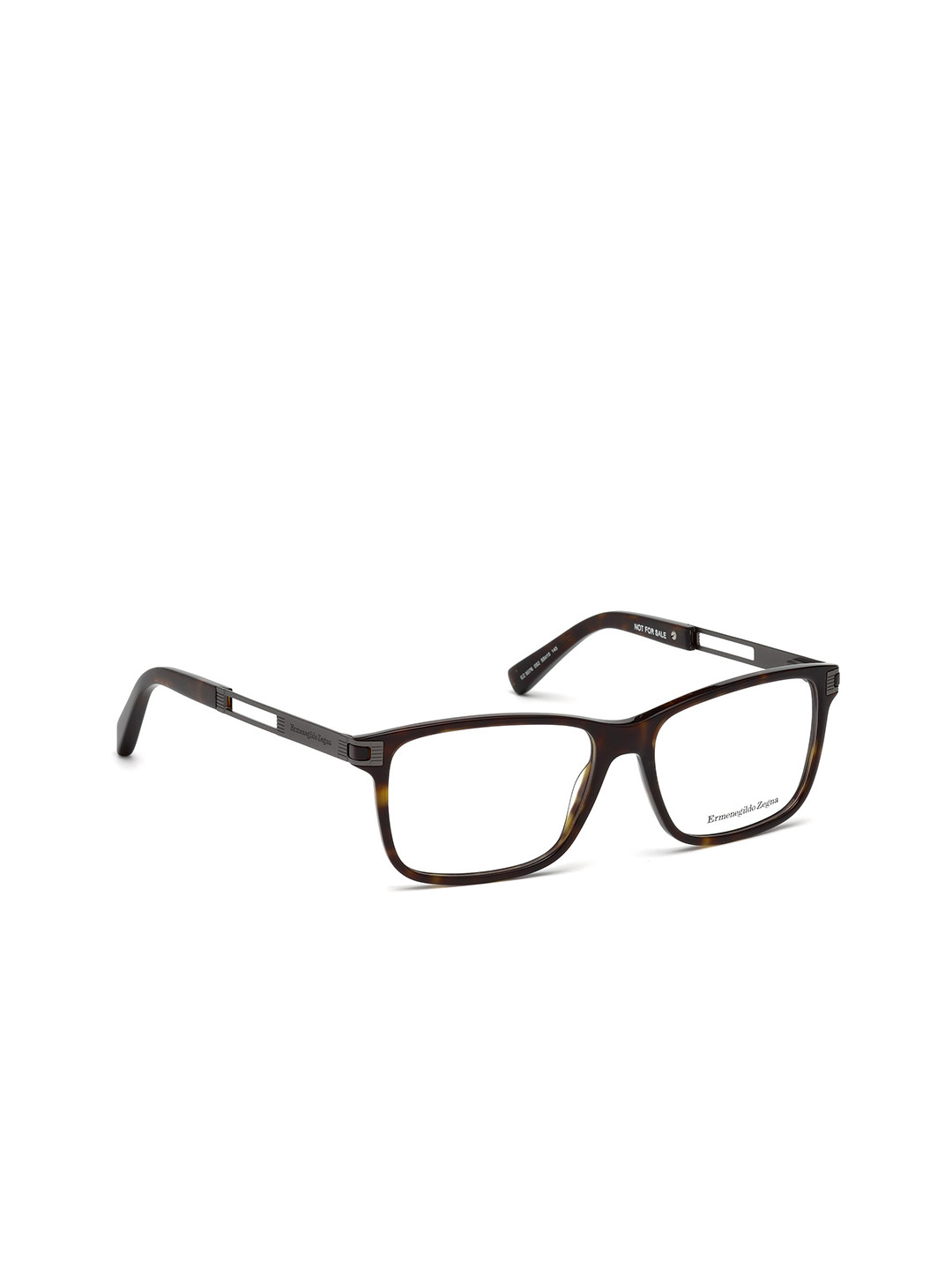 Ermenegildo Zegna Men Transparent & Brown Full Rim Rectangle Frames