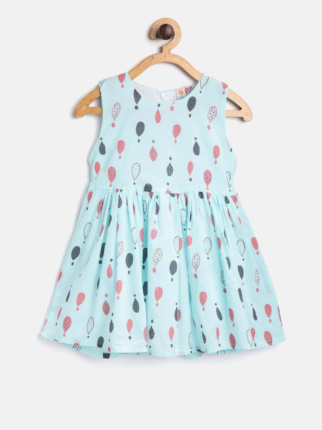 Kids On Board Blue Printed Fit & Flare Dress