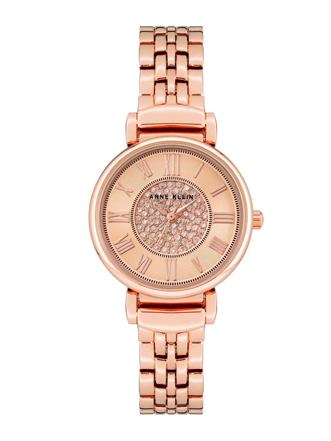 ANNE KLEIN Women Rose Gold-Toned Embellished Dial & Rose Gold Toned Bracelet Style Straps Analogue Watch