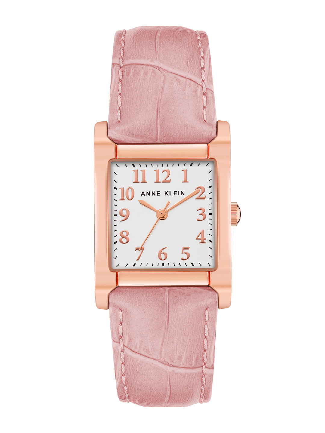 ANNE KLEIN Women Silver-Toned Dial & Pink Leather Straps Analogue Watch - AK3888RGPK