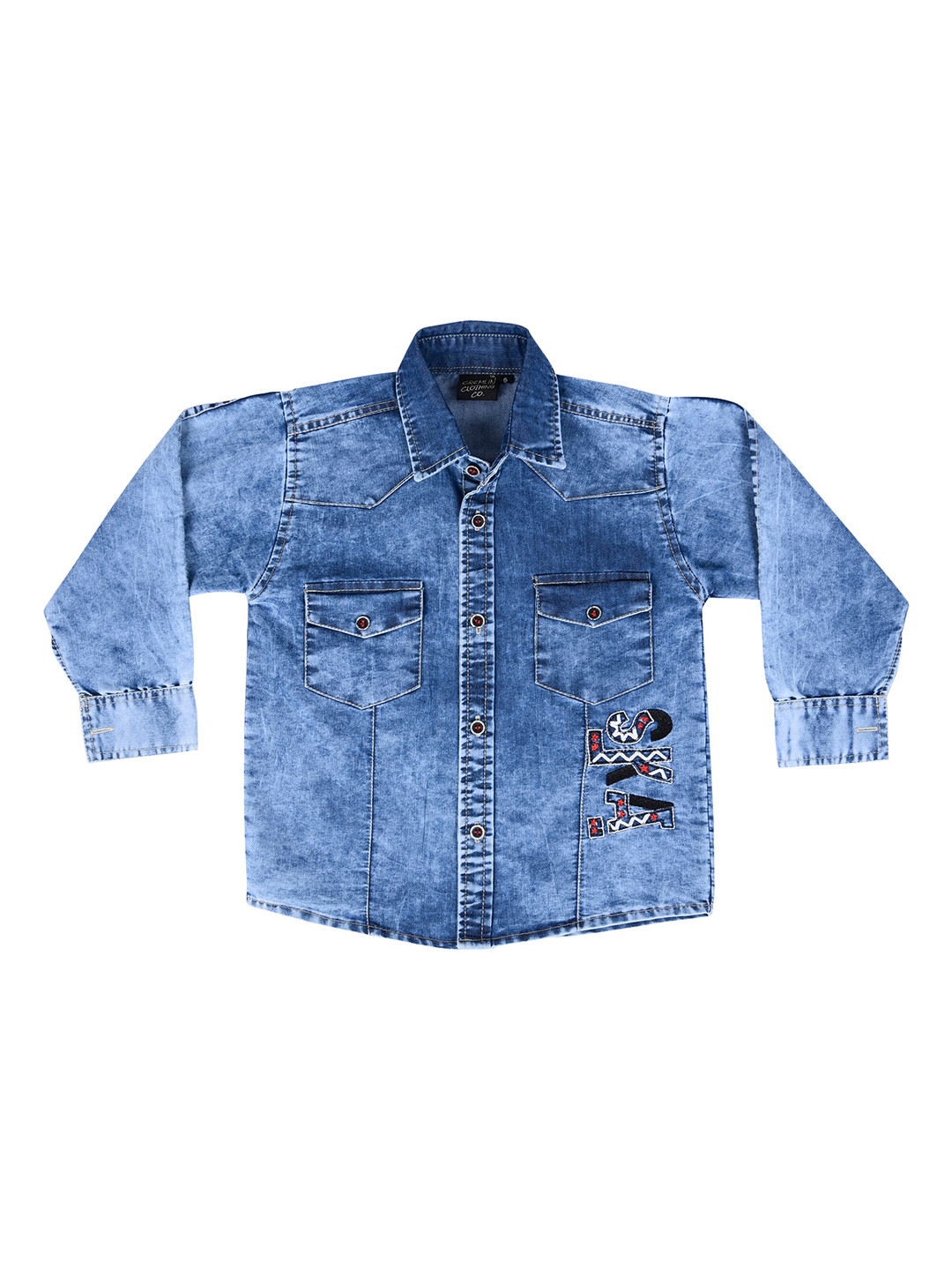 CREMLIN CLOTHING Boys Blue Faded Casual Shirt