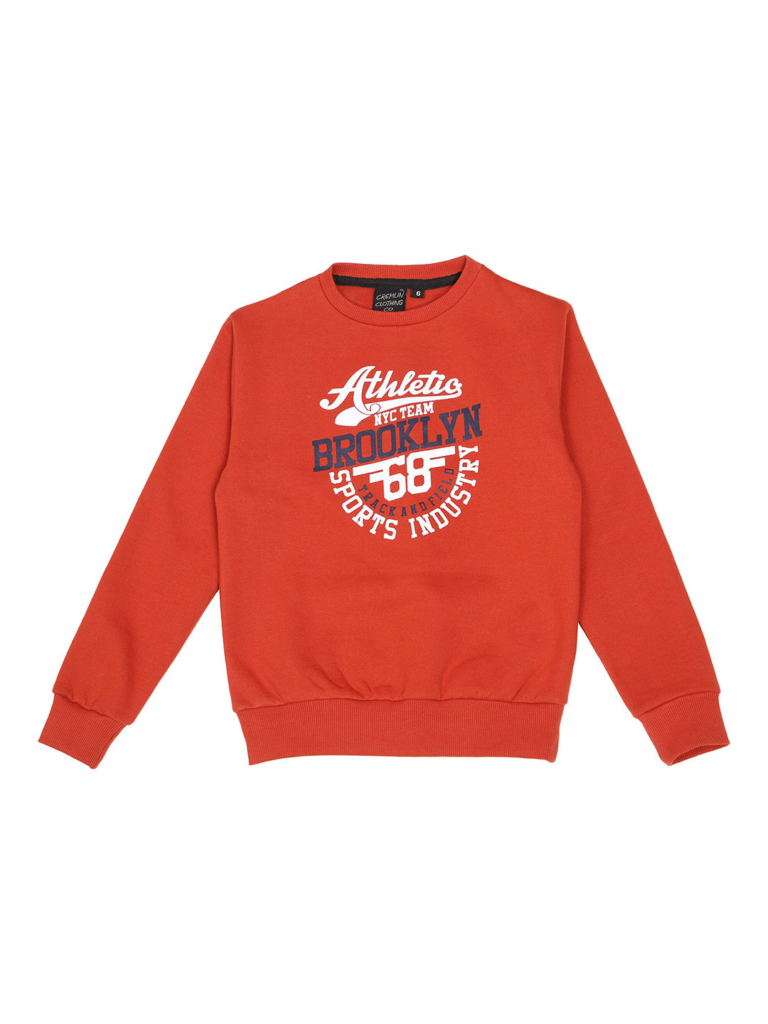 CREMLIN CLOTHING Boys Orange Printed Round Neck Sweatshirt