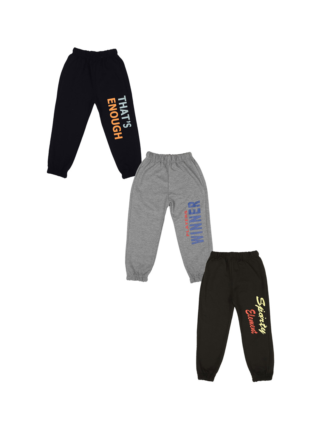 CREMLIN CLOTHING Pack Of 3 Unisex Kids Multicoloured Printed Joggers