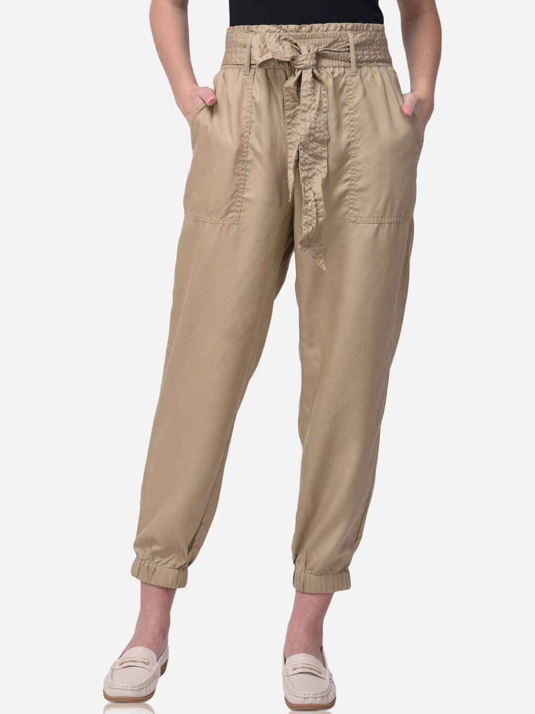 Woods Women Beige Relaxed Joggers Trousers